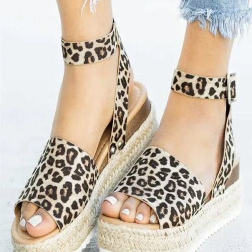 Leopard Print Platform Sandals - PYNK PALACE